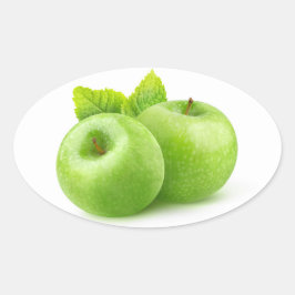 Twee groene appels ovale sticker