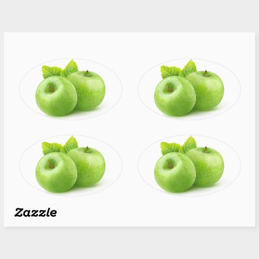 Twee groene appels ovale sticker (Vel)