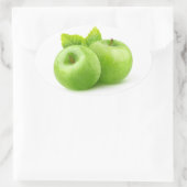 Twee groene appels ovale sticker (Tas)