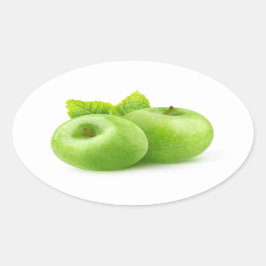 Twee groene appels ovale sticker