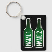 Twee groene bierflesjes aluminium sleutelhanger ca (Voorkant)