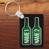 Twee groene bierflesjes aluminium sleutelhanger ca (Voorkant)