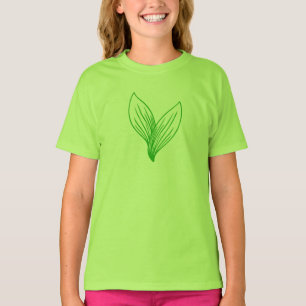 Twee groene bladeren met elkaar verbonden t-shirt