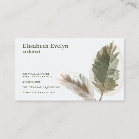 Twee groene bladeren visitekaartje (Achterkant)