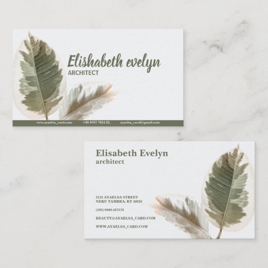 Twee groene bladeren visitekaartje (Voorkant / Achterkant)