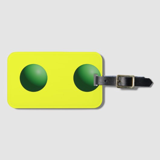 Twee groene bollen op geel bagagelabel (Voorkant (horizontaal))
