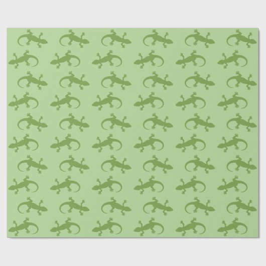 Twee groene Gecko Silhouettes Pattern Cadeaupapier (Vlak)