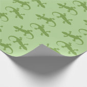 Twee groene Gecko Silhouettes Pattern Cadeaupapier (Hoek)