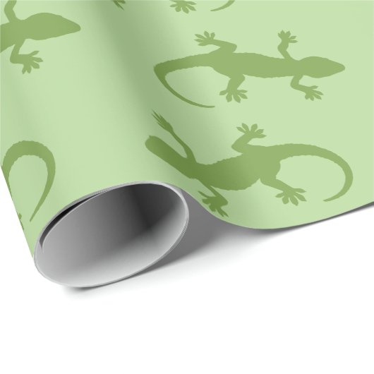 Twee groene Gecko Silhouettes Pattern Cadeaupapier (Rol Hoek)