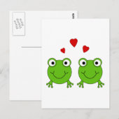Twee groene kikkers met rood hart. briefkaart (Voorkant / Achterkant)