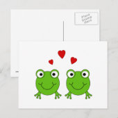 Twee groene kikkers met rood hart. briefkaart (Voorkant / Achterkant)