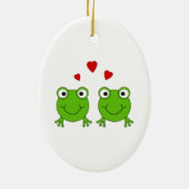 Twee groene kikkers met rood hart. keramisch ornament (Achterkant)
