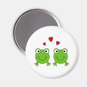 Twee groene kikkers met rood hart. magneet (Voorkant / Achterkant)