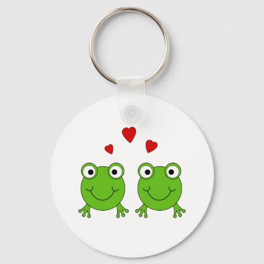 Twee groene kikkers met rood hart. sleutelhanger (Voorkant)