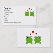 Twee groene kikkers met rood hart. visitekaartje (Voorkant / Achterkant)