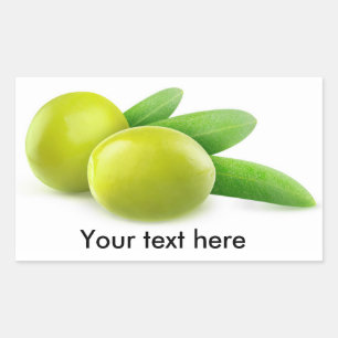 Twee groene olijven rechthoekige sticker