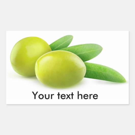 Twee groene olijven rechthoekige sticker (Voorkant)