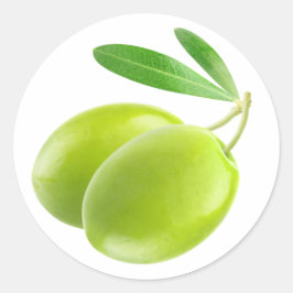 Twee groene olijven ronde sticker