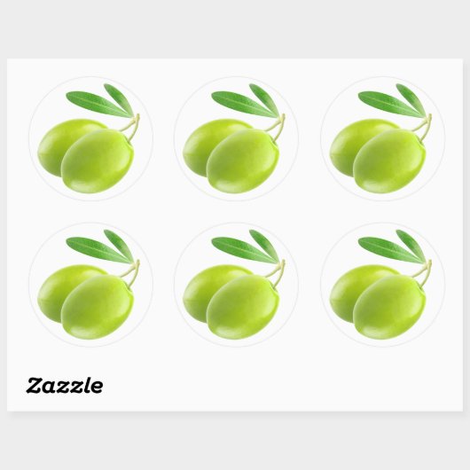 Twee groene olijven ronde sticker (Vel)