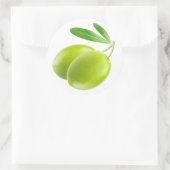 Twee groene olijven ronde sticker (Tas)