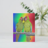 Twee Groene Papegaaien Regenboog DIY Briefkaart (Staand voorkant)