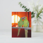 Twee Groene Papegaaien Zonsondergang DIY Briefkaar Briefkaart (Staand voorkant)