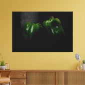 Twee Groene Peppers 60x40 (150x100cm) waccna Canvas Afdruk (Insitu (Woonkamer))