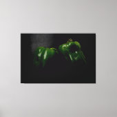 Twee Groene Peppers 60x40 (150x100cm) waccna Canvas Afdruk (Voorkant)