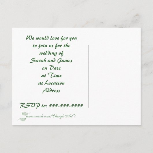 Twee groene varens onze trouw uitnodigingen ansich (Achterkant)