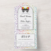 Twee groenteschermen regenboogkleuren homohuwelijk all in one uitnodiging (Binnen)