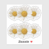 Twee groepen van drie witte madeliefjes sticker (Vel)