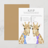 Twee Groom Giraffe Gay Bruiloft RSVP (Voorkant / Achterkant)