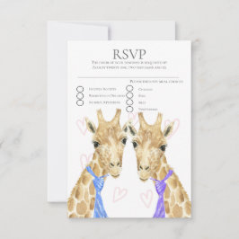 Twee Groom Giraffe Gay Bruiloft RSVP Kaartje