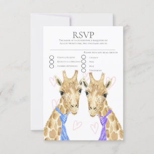 Twee Groom Giraffe Gay Bruiloft RSVP Kaartje
