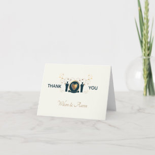 Twee Groom Male Cream Blue LGBTQ Weddenschap Bedankkaart