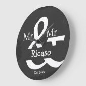 Twee Groom Mr. en Mr. Personalized Faux Chalkboard Grote Klok (Hoek)