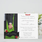 Twee Grooms Aangepaste Gay Wedding Invitaties III Kaart (Staand voorkant)