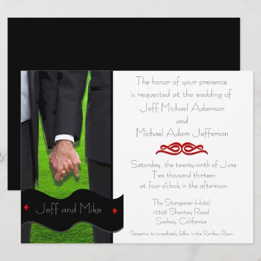 Twee Grooms Aangepaste Weg Weddenschappen Uitnodig Kaart (Voorkant / Achterkant)