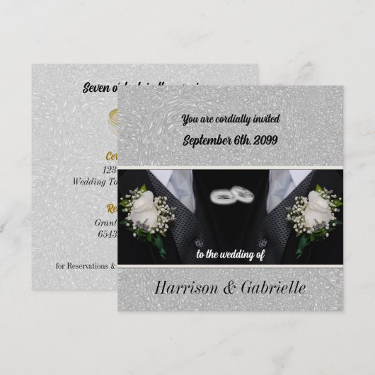 Twee Grooms Black Tux Gay Weddenschap Kaart (Voorkant / Achterkant)