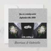 Twee Grooms Black Tux Gay Weddenschap Kaart (Voorkant)