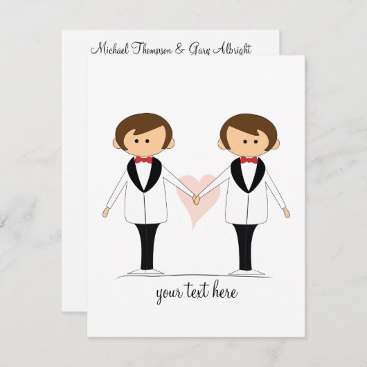 Twee Grooms-bruiloft-uitnodigingen Kaart (Voorkant / Achterkant)