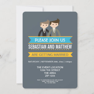 Twee Grooms Cartoon Gay Wedding Kaart