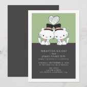 Twee Grooms Cat Thed Gay Wedding Aankondiging (Voorkant / Achterkant)