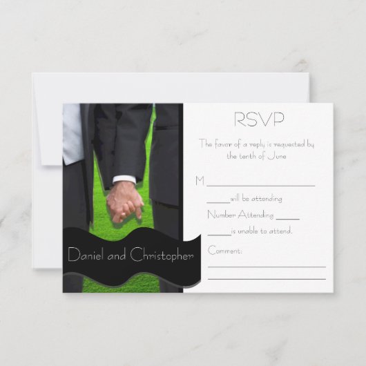 Twee Grooms Custom Gay Weddenschap RSVP-kaarten RSVP Kaartje (Voorkant)