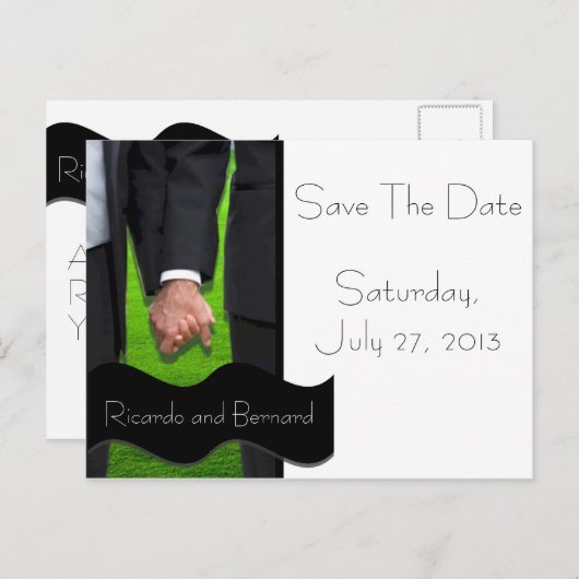 Twee Grooms Custom Save-the-Date Briefkaarten (Voorkant / Achterkant)