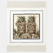 Twee Grooms Gay Ananas Tiki Hoofd Retro Bruiloft Fleece Deken (Voorkant)