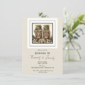 Twee Grooms Gay Ananas Tiki Hoofd Retro Bruiloft Kaart (Staand voorkant)