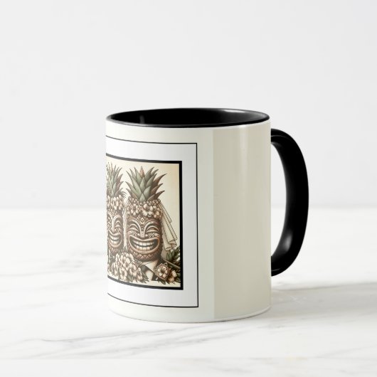 Twee Grooms Gay Ananas Tiki Hoofd Retro Bruiloft Mok (Voorkant rechts)