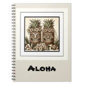 Twee Grooms Gay Ananas Tiki Hoofd Retro Bruiloft Notitieboek (Voorkant)