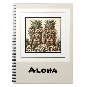Twee Grooms Gay Ananas Tiki Hoofd Retro Bruiloft Notitieboek